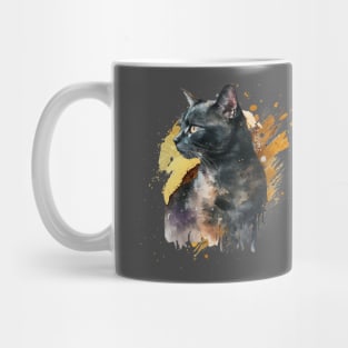 Watercolor Black Cat Mug